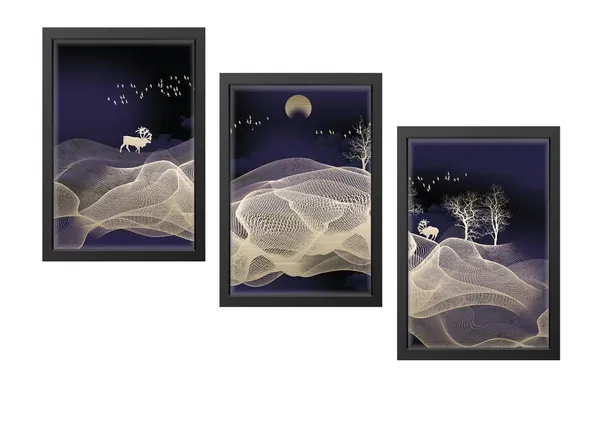 Black__Abstract_Hd_Print_Painting_Set_Of_3_With_Frame_|_For_Home,_Living_Room_Gallery_&_Office,_Black_Frame,_Size_-_13.50_X_19.50_Inch,_Sf505