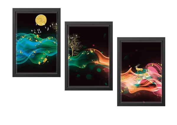 Black__Abstract_Hd_Print_Painting_Set_Of_3_With_Frame_|_For_Home,_Living_Room_Gallery_&_Office,_Black_Frame,_Size_-_13.50_X_19.50_Inch,_Sf506