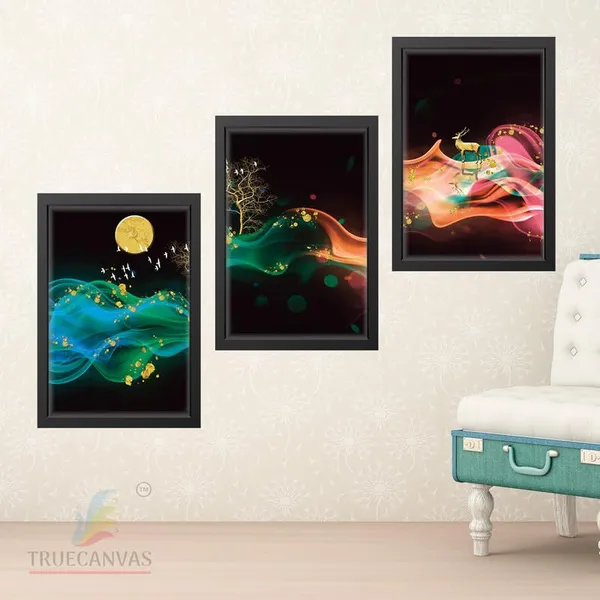 Black__Abstract_Hd_Print_Painting_Set_Of_3_With_Frame_|_For_Home,_Living_Room_Gallery_&_Office,_Black_Frame,_Size_-_13.50_X_19.50_Inch,_Sf506