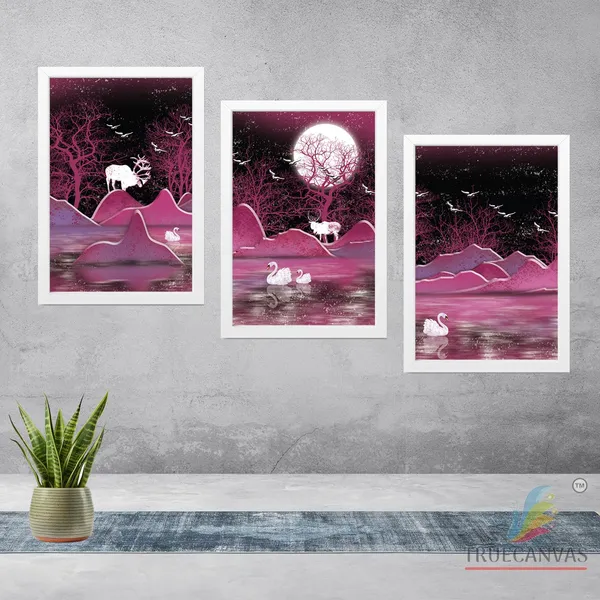 White__Abstract_Hd_Print_Painting_Set_Of_3_With_Frame_|_For_Home,_Living_Room_Gallery_&_Office,_White,_Size_-_13.50_X_19.50_Inch,_Sf034