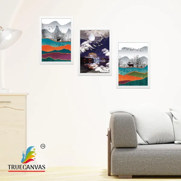 White__Abstract_Hd_Print_Painting_Set_Of_3_With_Frame_|_For_Home,_Living_Room_Gallery_&_Office,_White,_Size_-_13.50_X_19.50_Inch,_Sf048