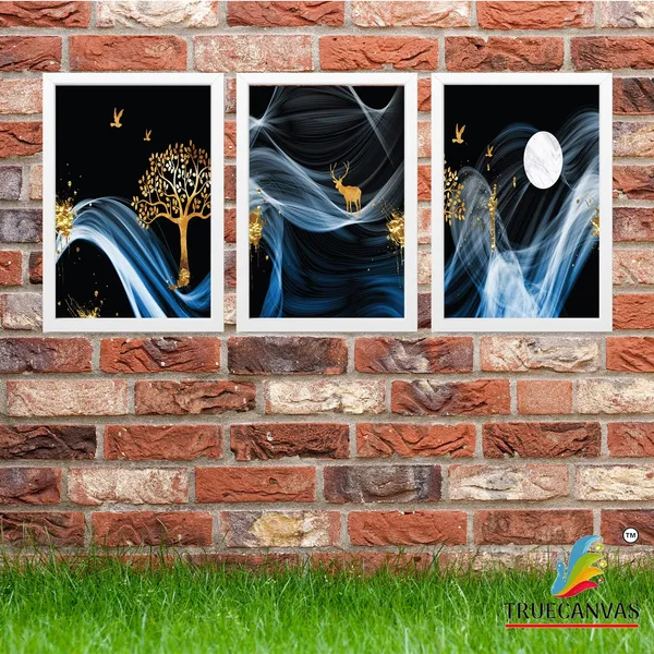 White__Abstract_Hd_Print_Painting_Set_Of_3_With_Frame_|_For_Home,_Living_Room_Gallery_&_Office,_White,_Size_-_13.50_X_19.50_Inch,_Sf057