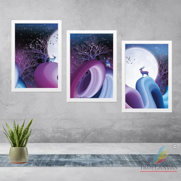 White__Abstract_Hd_Print_Painting_Set_Of_3_With_Frame_|_For_Home,_Living_Room_Gallery_&_Office,_White,_Size_-_13.50_X_19.50_Inch,_Sf081