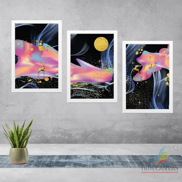 White__Abstract_Hd_Print_Painting_Set_Of_3_With_Frame_|_For_Home,_Living_Room_Gallery_&_Office,_White,_Size_-_13.50_X_19.50_Inch,_Sf095