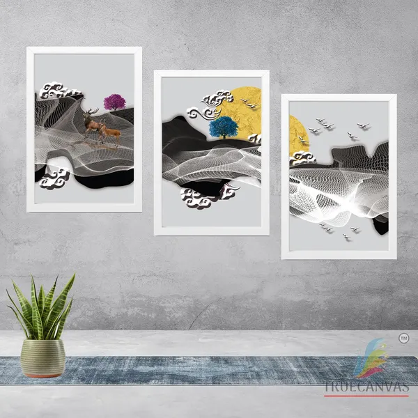 White__Abstract_Hd_Print_Painting_Set_Of_3_With_Frame_|_For_Home,_Living_Room_Gallery_&_Office,_White,_Size_-_13.50_X_19.50_Inch,_Sf099