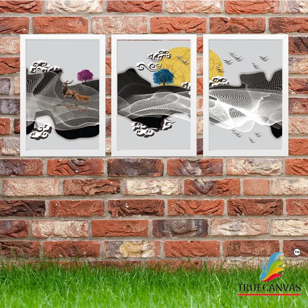 White__Abstract_Hd_Print_Painting_Set_Of_3_With_Frame_|_For_Home,_Living_Room_Gallery_&_Office,_White,_Size_-_13.50_X_19.50_Inch,_Sf099