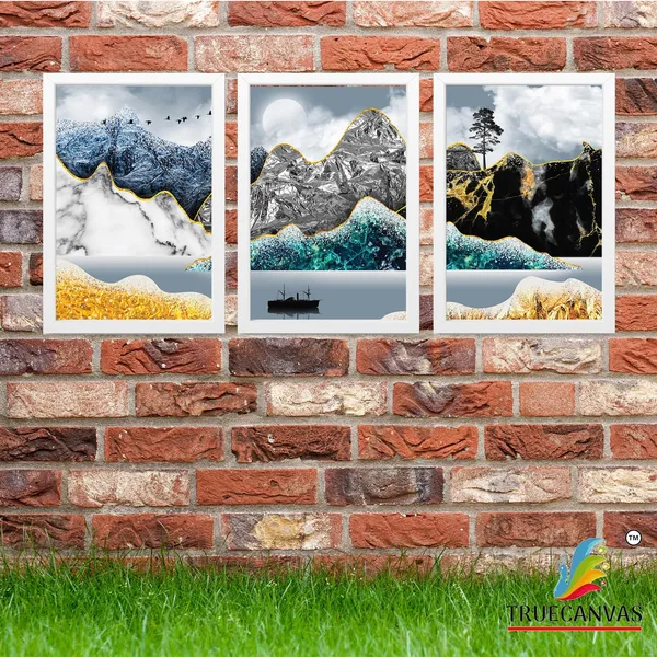 White__Abstract_Hd_Print_Painting_Set_Of_3_With_Frame_|_For_Home,_Living_Room_Gallery_&_Office,_White,_Size_-_13.50_X_19.50_Inch,_Sf166