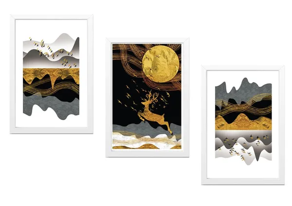 White__Abstract_Hd_Print_Painting_Set_Of_3_With_Frame_|_For_Home,_Living_Room_Gallery_&_Office,_White_Frame,_Size_-_13.50_X_19.50_Inch,_Sf253