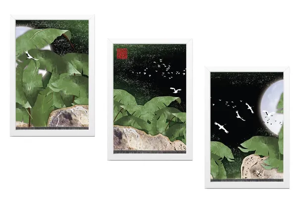 White__Abstract_Hd_Print_Painting_Set_Of_3_With_Frame_|_For_Home,_Living_Room_Gallery_&_Office,_White_Frame,_Size_-_13.50_X_19.50_Inch,_Sf254