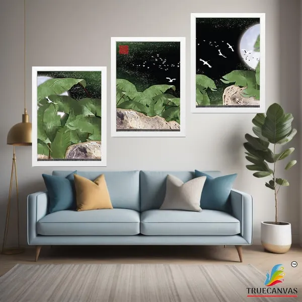 White__Abstract_Hd_Print_Painting_Set_Of_3_With_Frame_|_For_Home,_Living_Room_Gallery_&_Office,_White_Frame,_Size_-_13.50_X_19.50_Inch,_Sf254