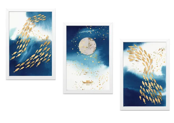 White__Abstract_Hd_Print_Painting_Set_Of_3_With_Frame_|_For_Home,_Living_Room_Gallery_&_Office,_White_Frame,_Size_-_13.50_X_19.50_Inch,_Sf259