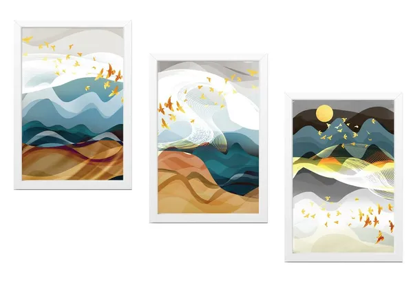 White__Abstract_Hd_Print_Painting_Set_Of_3_With_Frame_|_For_Home,_Living_Room_Gallery_&_Office,_White_Frame,_Size_-_13.50_X_19.50_Inch,_Sf268