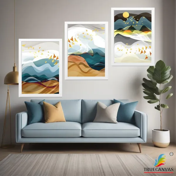 White__Abstract_Hd_Print_Painting_Set_Of_3_With_Frame_|_For_Home,_Living_Room_Gallery_&_Office,_White_Frame,_Size_-_13.50_X_19.50_Inch,_Sf268