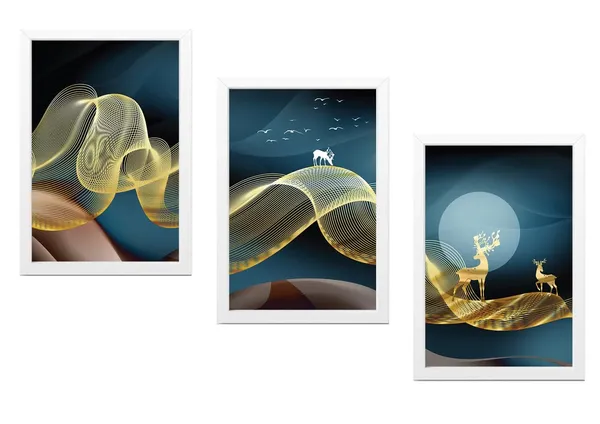 White__Abstract_Hd_Print_Painting_Set_Of_3_With_Frame_|_For_Home,_Living_Room_Gallery_&_Office,_White_Frame,_Size_-_13.50_X_19.50_Inch,_Sf273
