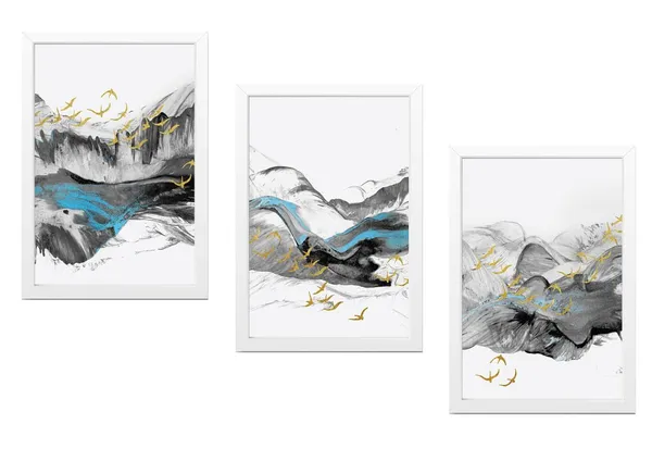 White__Abstract_Hd_Print_Painting_Set_Of_3_With_Frame_|_For_Home,_Living_Room_Gallery_&_Office,_White_Frame,_Size_-_13.50_X_19.50_Inch,_Sf276