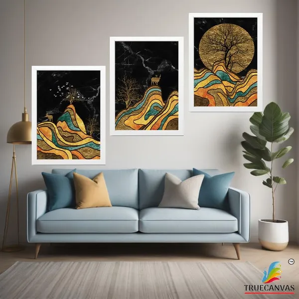 White__Abstract_Hd_Print_Painting_Set_Of_3_With_Frame_|_For_Home,_Living_Room_Gallery_&_Office,_White_Frame,_Size_-_13.50_X_19.50_Inch,_Sf278