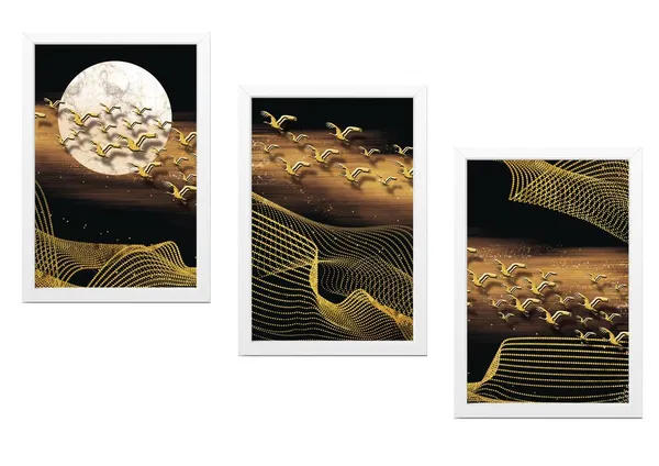 White__Abstract_Hd_Print_Painting_Set_Of_3_With_Frame_|_For_Home,_Living_Room_Gallery_&_Office,_White_Frame,_Size_-_13.50_X_19.50_Inch,_Sf279