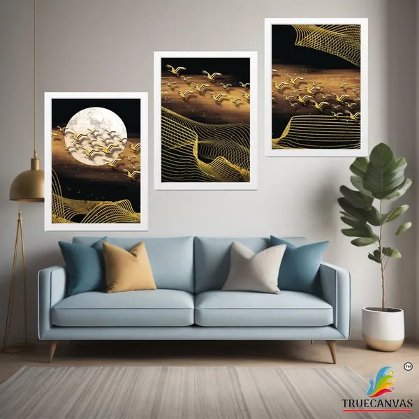 White__Abstract_Hd_Print_Painting_Set_Of_3_With_Frame_|_For_Home,_Living_Room_Gallery_&_Office,_White_Frame,_Size_-_13.50_X_19.50_Inch,_Sf279
