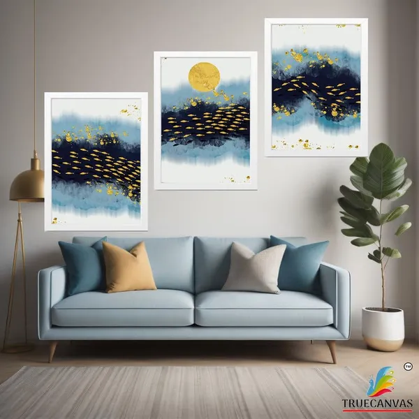 White__Abstract_Hd_Print_Painting_Set_Of_3_With_Frame_|_For_Home,_Living_Room_Gallery_&_Office,_White_Frame,_Size_-_13.50_X_19.50_Inch,_Sf281