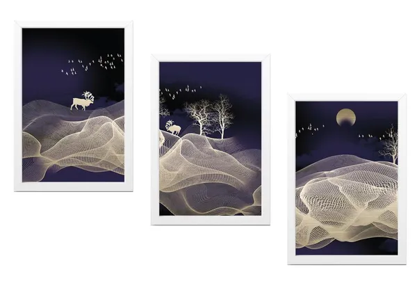 White__Abstract_Hd_Print_Painting_Set_Of_3_With_Frame_|_For_Home,_Living_Room_Gallery_&_Office,_White_Frame,_Size_-_13.50_X_19.50_Inch,_Sf282