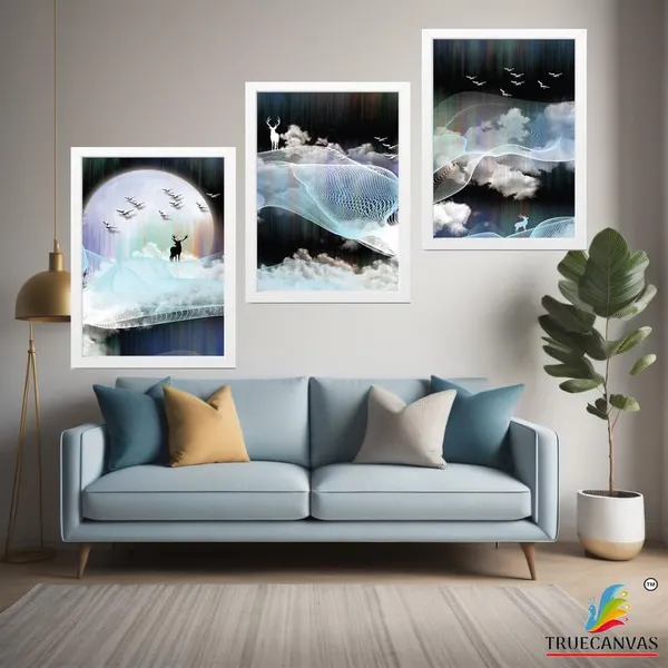 White__Abstract_Hd_Print_Painting_Set_Of_3_With_Frame_|_For_Home,_Living_Room_Gallery_&_Office,_White_Frame,_Size_-_13.50_X_19.50_Inch,_Sf287