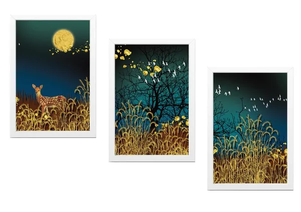 White__Abstract_Hd_Print_Painting_Set_Of_3_With_Frame_|_For_Home,_Living_Room_Gallery_&_Office,_White_Frame,_Size_-_13.50_X_19.50_Inch,_Sf288