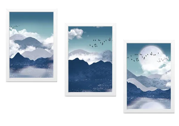 White__Abstract_Hd_Print_Painting_Set_Of_3_With_Frame_|_For_Home,_Living_Room_Gallery_&_Office,_White_Frame,_Size_-_13.50_X_19.50_Inch,_Sf292