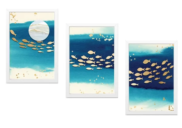 White__Abstract_Hd_Print_Painting_Set_Of_3_With_Frame_|_For_Home,_Living_Room_Gallery_&_Office,_White_Frame,_Size_-_13.50_X_19.50_Inch,_Sf294