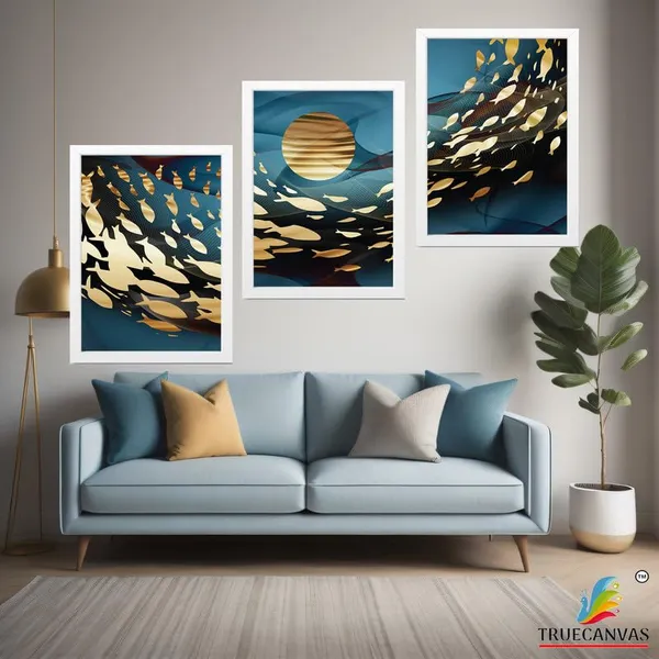 White__Abstract_Hd_Print_Painting_Set_Of_3_With_Frame_|_For_Home,_Living_Room_Gallery_&_Office,_White_Frame,_Size_-_13.50_X_19.50_Inch,_Sf296