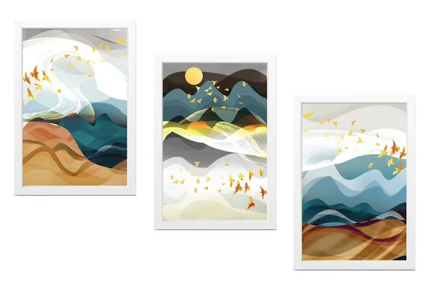 White__Abstract_Hd_Print_Painting_Set_Of_3_With_Frame_|_For_Home,_Living_Room_Gallery_&_Office,_White_Frame,_Size_-_13.50_X_19.50_Inch,_Sf299