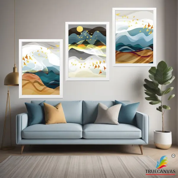 White__Abstract_Hd_Print_Painting_Set_Of_3_With_Frame_|_For_Home,_Living_Room_Gallery_&_Office,_White_Frame,_Size_-_13.50_X_19.50_Inch,_Sf299
