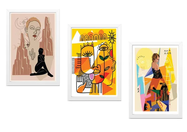 White__Abstract_Hd_Print_Painting_Set_Of_3_With_Frame_|_For_Home,_Living_Room_Gallery_&_Office,_White_Frame,_Size_-_13.50_X_19.50_Inch,_Sf301