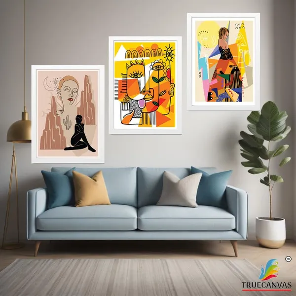 White__Abstract_Hd_Print_Painting_Set_Of_3_With_Frame_|_For_Home,_Living_Room_Gallery_&_Office,_White_Frame,_Size_-_13.50_X_19.50_Inch,_Sf301