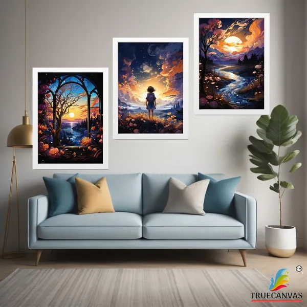 White__Abstract_Hd_Print_Painting_Set_Of_3_With_Frame_|_For_Home,_Living_Room_Gallery_&_Office,_White_Frame,_Size_-_13.50_X_19.50_Inch,_Sf308