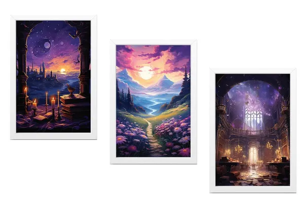 White__Abstract_Hd_Print_Painting_Set_Of_3_With_Frame_|_For_Home,_Living_Room_Gallery_&_Office,_White_Frame,_Size_-_13.50_X_19.50_Inch,_Sf309