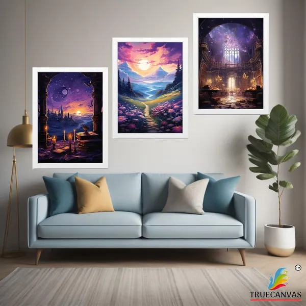 White__Abstract_Hd_Print_Painting_Set_Of_3_With_Frame_|_For_Home,_Living_Room_Gallery_&_Office,_White_Frame,_Size_-_13.50_X_19.50_Inch,_Sf309