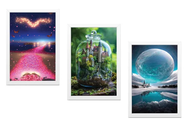 White__Abstract_Hd_Print_Painting_Set_Of_3_With_Frame_|_For_Home,_Living_Room_Gallery_&_Office,_White_Frame,_Size_-_13.50_X_19.50_Inch,_Sf315