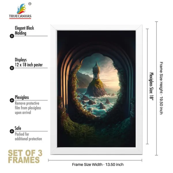 White__Abstract_Hd_Print_Painting_Set_Of_3_With_Frame_|_For_Home,_Living_Room_Gallery_&_Office,_White_Frame,_Size_-_13.50_X_19.50_Inch,_Sf316