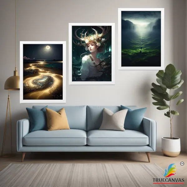 White__Abstract_Hd_Print_Painting_Set_Of_3_With_Frame_|_For_Home,_Living_Room_Gallery_&_Office,_White_Frame,_Size_-_13.50_X_19.50_Inch,_Sf319