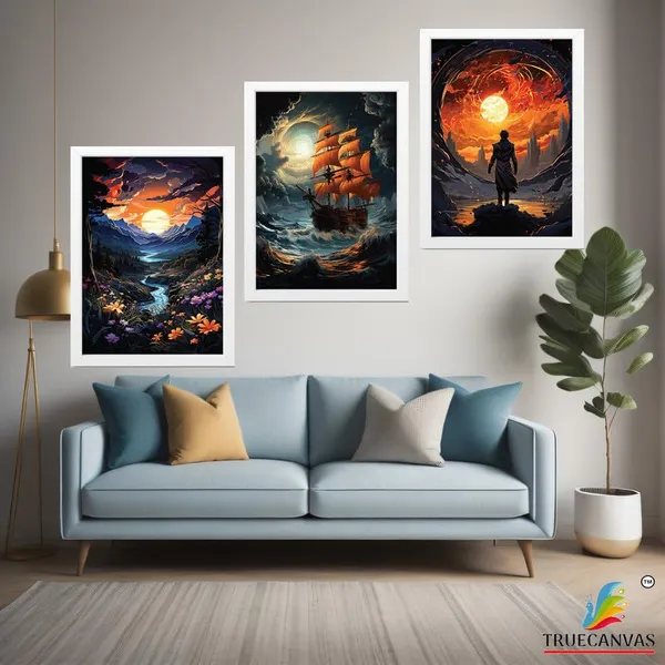 White__Abstract_Hd_Print_Painting_Set_Of_3_With_Frame_|_For_Home,_Living_Room_Gallery_&_Office,_White_Frame,_Size_-_13.50_X_19.50_Inch,_Sf321