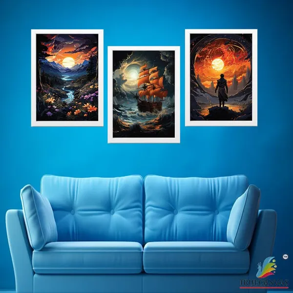 White__Abstract_Hd_Print_Painting_Set_Of_3_With_Frame_|_For_Home,_Living_Room_Gallery_&_Office,_White_Frame,_Size_-_13.50_X_19.50_Inch,_Sf321