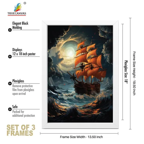 White__Abstract_Hd_Print_Painting_Set_Of_3_With_Frame_|_For_Home,_Living_Room_Gallery_&_Office,_White_Frame,_Size_-_13.50_X_19.50_Inch,_Sf321