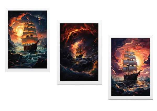 White__Abstract_Hd_Print_Painting_Set_Of_3_With_Frame_|_For_Home,_Living_Room_Gallery_&_Office,_White_Frame,_Size_-_13.50_X_19.50_Inch,_Sf322