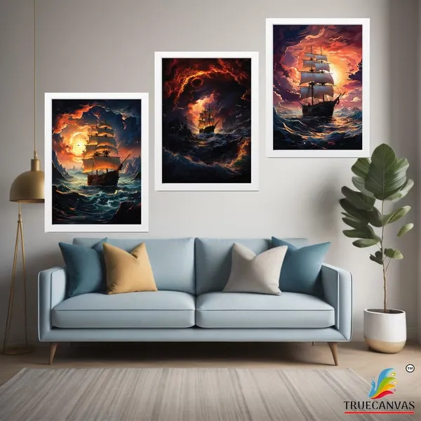 White__Abstract_Hd_Print_Painting_Set_Of_3_With_Frame_|_For_Home,_Living_Room_Gallery_&_Office,_White_Frame,_Size_-_13.50_X_19.50_Inch,_Sf322