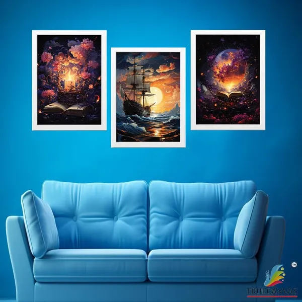 White__Abstract_Hd_Print_Painting_Set_Of_3_With_Frame_|_For_Home,_Living_Room_Gallery_&_Office,_White_Frame,_Size_-_13.50_X_19.50_Inch,_Sf323