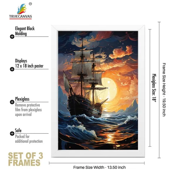 White__Abstract_Hd_Print_Painting_Set_Of_3_With_Frame_|_For_Home,_Living_Room_Gallery_&_Office,_White_Frame,_Size_-_13.50_X_19.50_Inch,_Sf323