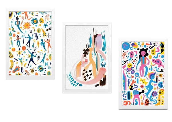 White__Abstract_Hd_Print_Painting_Set_Of_3_With_Frame_|_For_Home,_Living_Room_Gallery_&_Office,_White_Frame,_Size_-_13.50_X_19.50_Inch,_Sf336