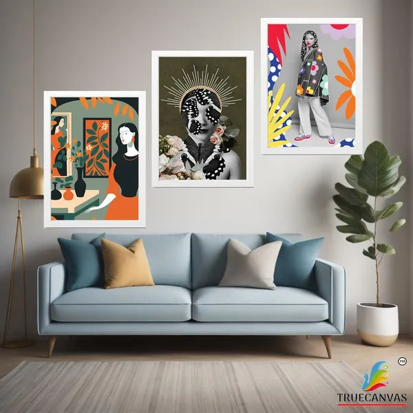 White__Abstract_Hd_Print_Painting_Set_Of_3_With_Frame_|_For_Home,_Living_Room_Gallery_&_Office,_White_Frame,_Size_-_13.50_X_19.50_Inch,_Sf348