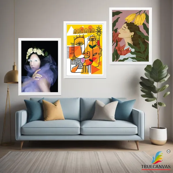 White__Abstract_Hd_Print_Painting_Set_Of_3_With_Frame_|_For_Home,_Living_Room_Gallery_&_Office,_White_Frame,_Size_-_13.50_X_19.50_Inch,_Sf352