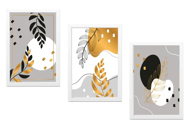White__Abstract_Hd_Print_Painting_Set_Of_3_With_Frame_|_For_Home,_Living_Room_Gallery_&_Office,_White_Frame,_Size_-_13.50_X_19.50_Inch,_Sf383